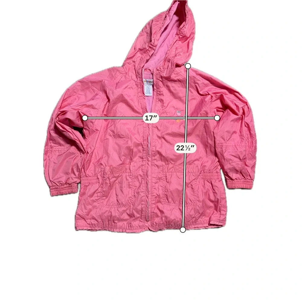 VTG Gymboree Girls Pink Hooded Windbreaker Jacket XXL 100% Nylon Cotton Lining